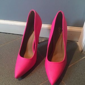 Neon pink heels